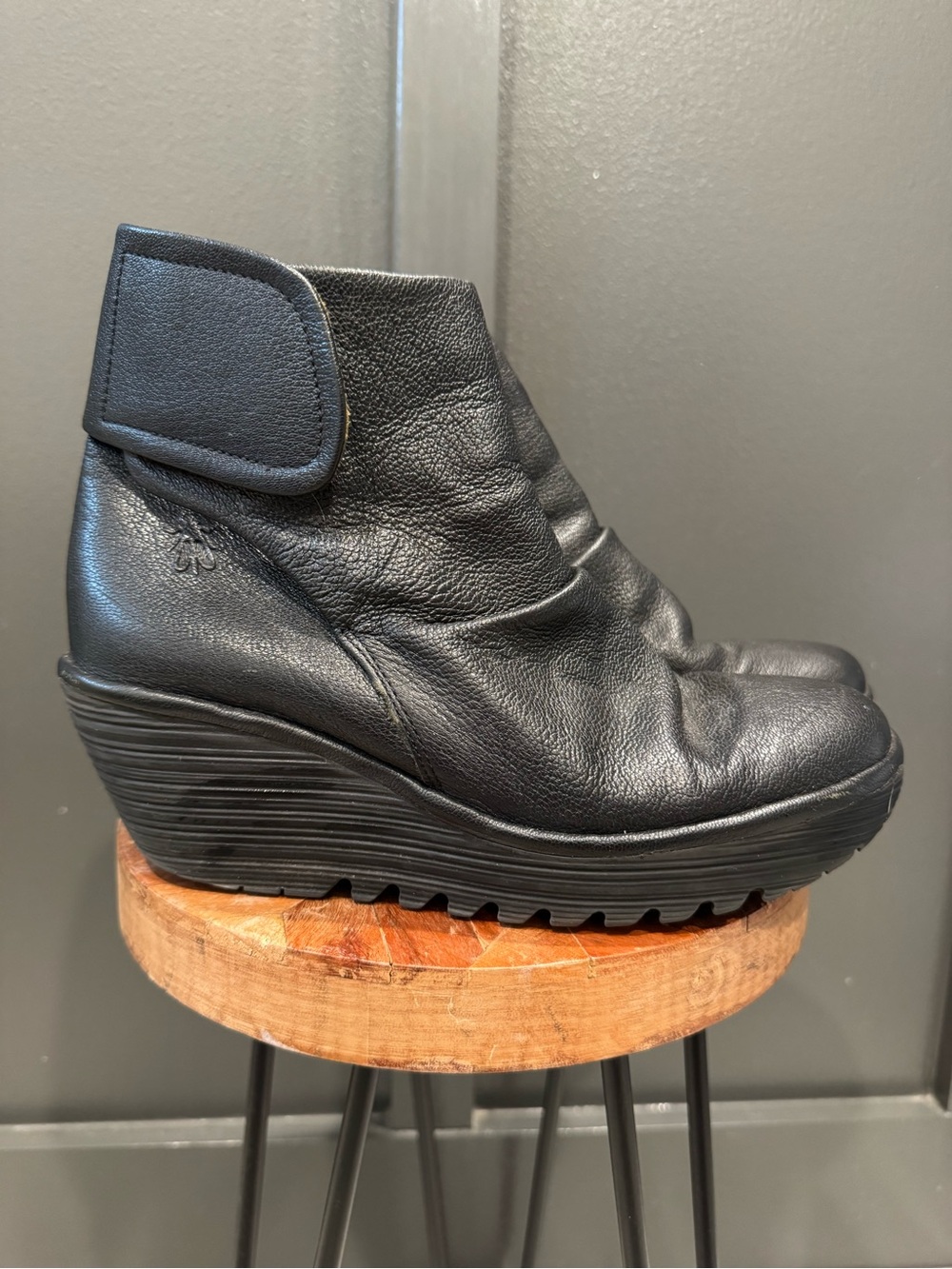 FLY London Yip Black Wedge Boot